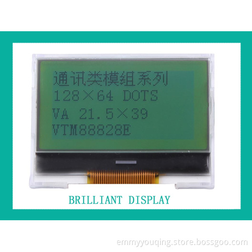Stn Yellow-Green 128 X 64 Dots Matrix LCD Modules with White LED Backlight (VTM88828E)